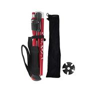 outdoorm Bastones de Trekking de aleación de Aluminio, Bastones de Escalada para Caminar, Plegables, 5 Secciones, con Soportes para Barro (Roja)