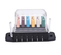 Outdoorm Bloque de fusibles de 6 vías ATC ATO Panel de bloque de fusibles marinos de corriente recuperable 5A 10A 15A 20A 25A 30A 28VDC con cubierta