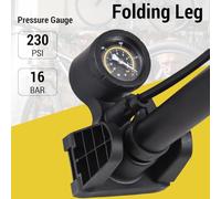 outdoorm Bomba de Piso para Bicicleta para Exteriores con manómetro de 230 PSI y Pedal Plegable Compatible con válvulas Presta y Schrader