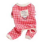 Outdoorm Conjunto de Correa para Ropa de a Cuadros, Ropa Suave y Transpirable para Mascotas, Traje de Cachorro de Cuatro Patas con Correa para Bichon Frise Teddy (SG)