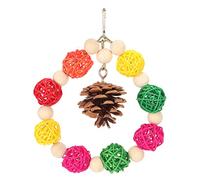 outdoorm Jaula para pájaros al Aire Libre, Juguetes Colgantes, Bolas de ratán, Troncos, Columpio para Loros, Juguetes con piñas Naturales para pájaros del Amor, periquitos, periquitos, (Vistosa)