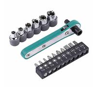 outdoorm Llave de 1/4" Destornillador Mango de trinquete con puntas y vasos intercambiables