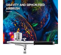 Outdoorm Pistola de aerógrafo Aerógrafo de alimentación por Gravedad y sifón Boquilla de 0,3 mm Tazas de 22 cc y 7 cc para decoración de Pasteles Pintura Modelo