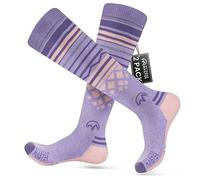 OutdoorMaster 2 Pares Calcetines de Esquí de Lana Merino Unisex para Hombre & Mujer, Calcetines Transpirables de Invierno para Snowboard y Deportes al Aire Libre con Diseño OTC/puño Antideslizante