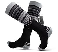 OutdoorMaster 2 Pares Calcetines de Esquí de Lana Merino Unisex para Hombre & Mujer, Calcetines Transpirables de Invierno para Snowboard y Deportes al Aire Libre con Diseño OTC/puño Antideslizante