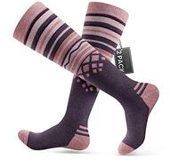 OutdoorMaster 2 Pares Calcetines de Esquí de Lana Merino Unisex para Hombre & Mujer, Calcetines Transpirables de Invierno para Snowboard y Deportes al Aire Libre con Diseño OTC/puño Antideslizante