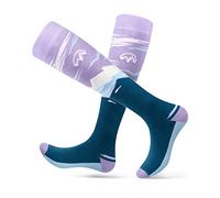 OutdoorMaster 2 Pares Calcetines de Esquí para Mujer, Calcetines de Térmico Invierno Snowboarding Transpirables para Deportes al Aire Libre con Diseño Sobre la Pantorrilla/Puño Antideslizante