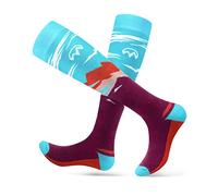 OutdoorMaster 2 Pares Calcetines de Esquí para Mujer, Calcetines de Térmico Invierno Snowboarding Transpirables para Deportes al Aire Libre con Diseño Sobre la Pantorrilla/Puño Antideslizante