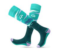 OutdoorMaster 2 Pares Calcetines de Esquí para Mujer, Calcetines de Térmico Invierno Snowboarding Transpirables para Deportes al Aire Libre con Diseño sobre la Pantorrilla/Puño Antideslizante