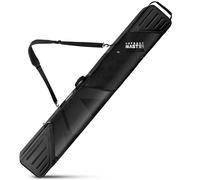 OutdoorMaster Bolsa de esquí acolchada, extremos rígidos de ABS, bolsas de viaje de esquí, funda de esquí con bolsillos y correas de hombro extraíbles, tablas de esquí de hasta 185 cm, Black, Bolsa de