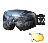 OutdoorMaster Heron gafas de esquí con 2 lentes, sin marco, magnético intercambiables HD lente tórica, OTG Snowboard Goggles(BlackFrame Silver Vlt 10% + YellowLens)