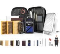 OutdoorMaster Kit de afinación y encerado para esquí y snowboard con plancha de cera, cera universal, afinador de bordes, cepillo, raspador de cera, Ptex, tornillo de fijación, banda de goma (negro,