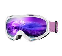 OutdoorMaster Máscaras de Esquí OTG - Máscaras de Esquí/Snowboard para Hombres, Mujeres y Jóvenes - 100% Protección UV (Revopurplelens Whiteframe VLT17%)