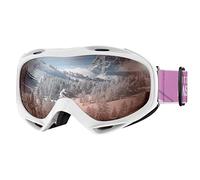 OutdoorMaster Máscaras de Esquí OTG - Máscaras de Esquí/Snowboard para Hombres, Mujeres y Jóvenes - 100% Protección UV (Montura Blanca Pinklens VLT12%)