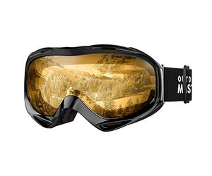 OutdoorMaster Máscaras de Esquí OTG - Máscaras de Esquí/Snowboard para Hombres, Mujeres y Jóvenes - 100% Protección UV (Montura Negra Orangelens VLT65%)