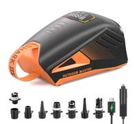 OutdoorMaster Shark 3 Bomba de Aire Electrica - Inflation Rapide en 3'50", 20PSI Sup Bomba Recargable pour Sup de 74Wh - Arrêt Automatique et Déflation, Entrée 12V/15,8V DC et Type-C, 8 Boquillas
