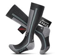 OutdoorMaster Thermolite - Calcetines de esquí de lana merina, calcetines térmicos de compresión para hombre y mujer, para clima frío, Gris, X-Large