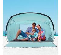 OutdoorMaster Tienda de campaña de Playa para 3-4 Personas, fácil de Instalar y portátil, toldo de Refugio Solar con protección UV UPF 50+, tragaluz extraíble, tamaño Familiar, Color Verde Claro