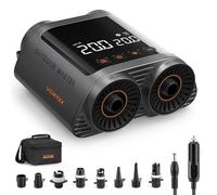 OutdoorMaster Vortex Bomba Eléctrica para Paddle Board Portátil, Máx 20PSI Inflador & Desinflador Bomba de Aire Electrica, Entrada DC 12V/15.8V, Apagado Automático & Refrigeración con 8 Boquillas