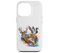Outdoorsmen Ciervo Pato Pescado Acuarelas Vida SIL Carcasa para iPhone 13 Pro