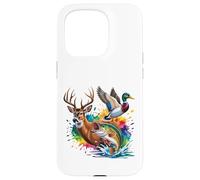 Outdoorsmen Ciervo Pato Pescado Acuarelas Vida SIL Carcasa para iPhone 15 Pro
