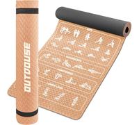 OUTDOUSE Yogamatte 70 gedruckte Yoga-Posen, TPE-Material rutschfest,Gymnastikmatten mit Aufbewahrungsriemen, Yogamatten für Frauen und Männer, Khaki und Schwarz, 181x63x0,6cm