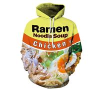 OUTDQSAFE Hombres Ramen Noodle Beef Chicken Soup Sudaderas con Capucha con Estampado 3D Sudadera Casual Pullover Unisex Tallas Grandes Streetwear Chicken XXL