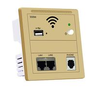 Outengda - Router inalámbrico de pared (300 Mbps, USB, WiFi, punto de acceso a la pared, punto de acceso RJ45 WiFi con carga USB, botón RJ11 de encendido/apagado [una caja de enchufe incluida] dorado 802.3AF Standard POE