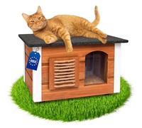 Outentin Casa para gatos exterior resistente al invierno - Caseta para gatos para exteriores - Refugio aislado - Impermeable y resistente a la intemperie - Casa para gatos para exteriores - 61 x 39 x
