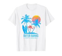Outer Banks Carolina Vacaciones Vintage Atardecer Camiseta gráfica económica, Hombre, Blanco, L