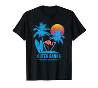 Outer Banks Carolina Vacaciones Vintage Atardecer Camiseta gráfica económica, Hombre, Negro, S