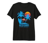 Outer Banks Carolina Vacaciones Vintage Atardecer Camiseta Premium