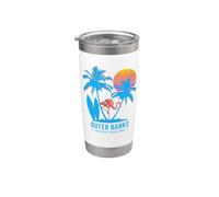Outer Banks Carolina vacaciones vintage atardecer Vaso térmico de acero inoxidable de doble pared