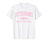 Outer Banks North Carolina Collegiate Beach Lover Rosa Camiseta