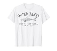 Outer Banks North Carolina Shark - Letras de Pizarra arqueadas Retro Camiseta