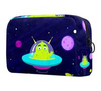 Outer Space Alien - Bolsa de cosméticos para mujer, neceser de viaje, bolsa organizadora de maquillaje grande con cremallera, multicolor, 18.5x7.5x13cm/7.3x3x5.1in, Neceser