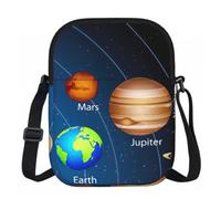 Outer Space - Bolso bandolera pequeño con estampado de sistema solar para mujer, mini bolsa de viaje, correr, teléfono, mochila de hombro