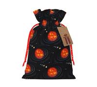 Outer Space Galaxy - Bolsa de Navidad con cordón para impresión del sistema solar con etiqueta Kraft de 4.7 x 6.9 pulgadas para regalos de Halloween