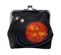 Outer Space Galaxy - Monedero práctico con estampado de galaxia y sistema solar para mujer (11,5 x 10,5 cm) exquisito, Negro -, Talla única