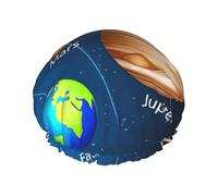 Outer Space - Gorro de ducha con estampado de sistema solar para mujer, gorro de ducha grande lavable con banda elástica