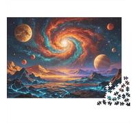 Outer Space Jigsaw Puzzle 1000 Pieces Recycled Material Swirl Planet Puzzles for Boy & Girl Ages 6 Years Arriba Educational Game Challenge Parent Child Toy 70x50cm/1000pcs