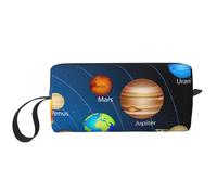 Outer Space - Neceser con impresión del sistema solar para mujer, tamaño de viaje, bonita bolsa de aseo de viaje, bolsa organizadora de maquillaje, White, Talla única