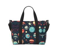 Outer Space Planet - Bolsa de gimnasio para mujer, bolsa de fin de semana, bolsa de artículos personales, bolsa de hombro para mujeres y hombres, Negro -, Talla única