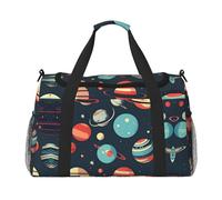 Outer Space Planet - Bolsa de viaje de mano grande, reutilizable, perfecta para actividades al aire libre, deportes, camping y comestibles, Negro -, Talla única