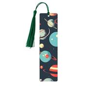 Outer Space Planet - Marcapáginas con borlas para mujer, 5 piezas, suministros de estudio de madera, juego de accesorios para libros