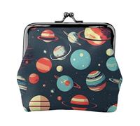 Outer Space Planet - Monedero pequeño para mujer, monedero pequeño para tarjeta de crédito, llave de identificación, Negro -, Talla única, Vintage