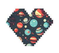 Outer Space Planet Print Art Brick Puzzle en forma de corazón DIY bloques de construcción 3D rompecabezas decoración del hogar 82 piezas