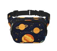 Outer Space Planet - Riñonera de doble capa con sistema solar para hombres y mujeres, riñonera ajustable para viajes, senderismo, correr, ciclismo, festivales