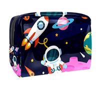 Outer Space Planet Rocket Alien Earth - Bolsa de cosméticos para mujer, bolsas de aseo de viaje, bolsa grande de PVC para maquillaje, práctica bolsa organizadora con cremallera, multicolor,