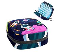 Outer Space Planet Rocket Alien Earth, bolsa de época portátil, bolsa de almacenamiento de tampones, soporte para tampones para bolso, organizador de productos femeninos, Varios colores, 4.7x6.6x6.6 in/12x17x17 cm